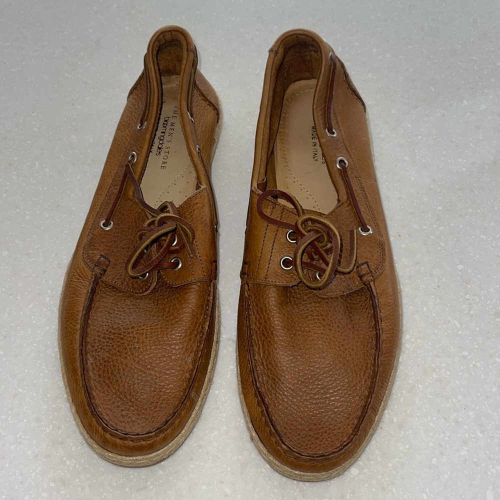 NWOT Bloomingdale’s brand Men’s tan supple leather espadrille boat shoe size 11. - Picture 4 of 10